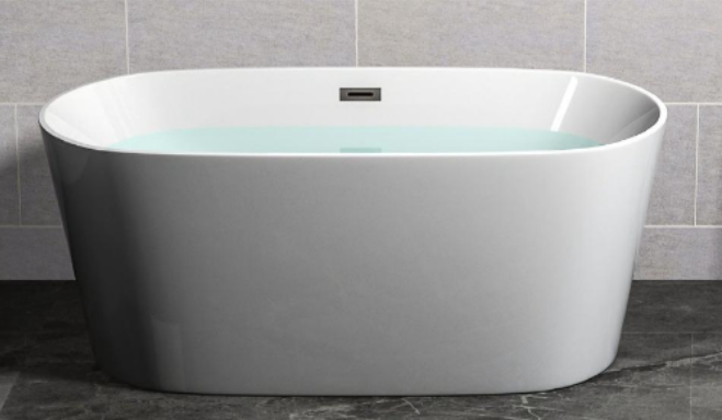 BSM-2004 Modern White Freestanding Acrylic Bathtub – 67" x 31" x 23" with ergonomic design, glossy finish, and deep soaking depth – In-store only