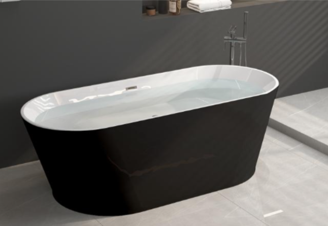 BSM-2004-1 Modern Black Acrylic Freestanding Bathtub – 67" x 31" x 23" with ergonomic design, sleek black finish, and deep soaking depth – In-store only